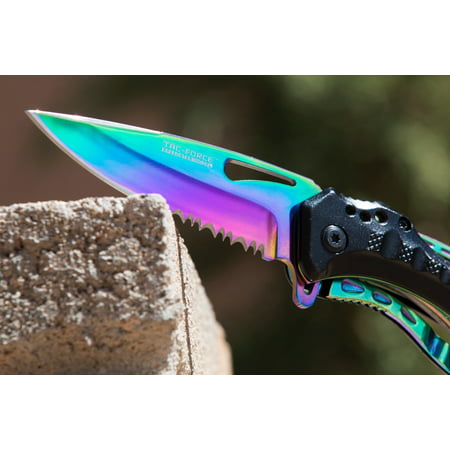 Rainbow Folding Pocket Knife - Titanium Coated Blade - Perfect Gift for Boyfriend, Husband, or Friend - 100% Satisfaction (Best Knives Under 100)