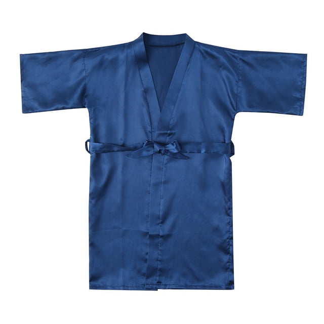 Diufon Peignoir pour Tout-Petits Garçons et Filles Manches 3/4 Col en V Satin Robe de Bain Décontractée à Lacets