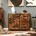 thumbnail image 2 of Costway 6 Drawer Dresser Fabric Storage Tower w/wooden Top Chest Organizer Rustic Brown, 2 of 10