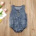 thumbnail image 2 of Seyurigaoka Unisex Infant Sleeveless Romper Summer Baby Girls Boys  Pocket Denim Cotton Jumpsuit Clothing, 2 of 7