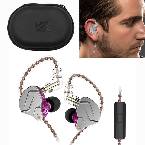 KZ ZSN Pro HIFI Bass Earbuds In Ear Monitor Audífonos (Púrpura con micrófono)
