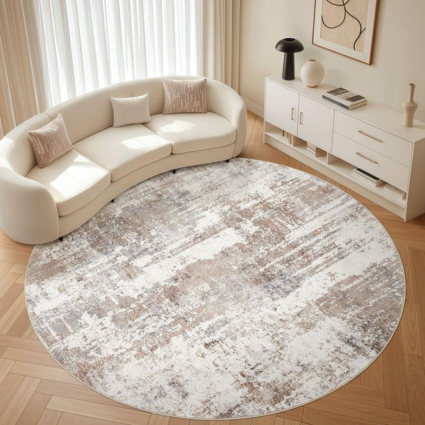 Alfombra Redonda LOONGRUG 213 cm Lavable Abstracta Antideslizante