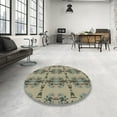 thumbnail image 4 of Ahgly Company Machine Washable Indoor Round Transitional Antique Bronze Green Area Rugs, 5' Round, 4 of 7