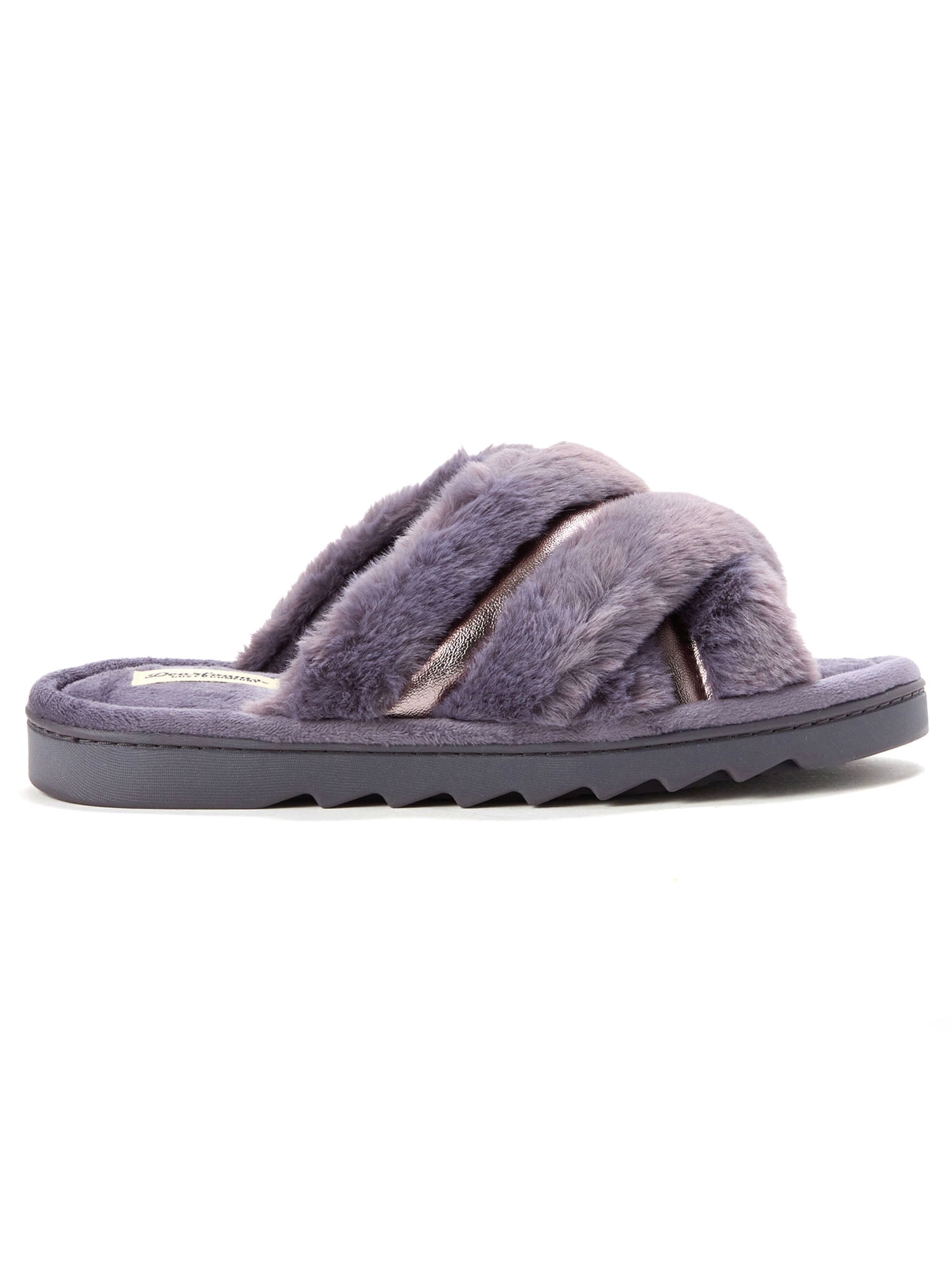 Dearfoams Cozy Comfort Women's Metallic Crossband Slippers
