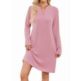thumbnail image 2 of Women'S Autumn and Winter Loose V-Neck Pocket Casual Long Sleeve Home Clothes Dress with Pockets, 2 of 9