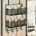 thumbnail image 7 of Tunhigl Over The Door Hanging Rack with Dual Storage Baskets and Hooks Metal Organizer For Bathroom Kitchen Pantry Space Saving Black, 7 of 7