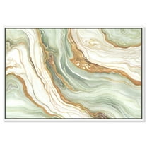 Green And Gold Mineral, Agate & Geode Wall Art Canvas Wall Art by Art Remedy, White Floater Frame, 31" x 21"
