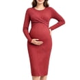 thumbnail image 2 of Taqqpue Women's Maternity Dress Plus Size Maxi Dress Fall Long Sleeve Ruched Pregnancy Clothes for Women, 2 of 8