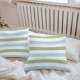 thumbnail image 6 of Throw Pillow Covers 16x16 Inch Set of 2, Sage Green Blue Striped Waterproof Outdoor Pillow Covers, Farmhouse Sage Green Stripes Decorative Cushion Pillowcases for Couch, Sofa, Bed, Garden, Patio, 6 of 9
