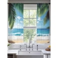 thumbnail image 3 of Sheer Curtains 72 Inches Long, Coastal Ocean Light Filtering Window Curtains for Living Room, Sandy Beach Coconut Tree Blue Sky Scenery Rod Pocket Voile Sheer Curtain Drapes, 52"W x 72"L, 2 Panels, 3 of 8