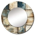 thumbnail image 2 of Designart "Contemporary Rural Cubism" Graphic Print White Large Round Mirror - Round Bedroom Mirror Wall Decor - Vintage Round Printed Mirror - 23" x 23", 2 of 6