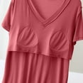 thumbnail image 5 of Jewelreauty Womens Casual Short Sleeve Shirts Summer V Neck High Low Hem Cozy Loungewear Tops with Bra (XL, Watermelon Red), 5 of 5
