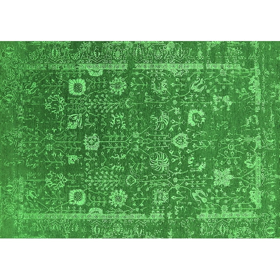 Ahgly Company Indoor Rectangle Oriental Green Industrial Area Rugs, 2' x 4'