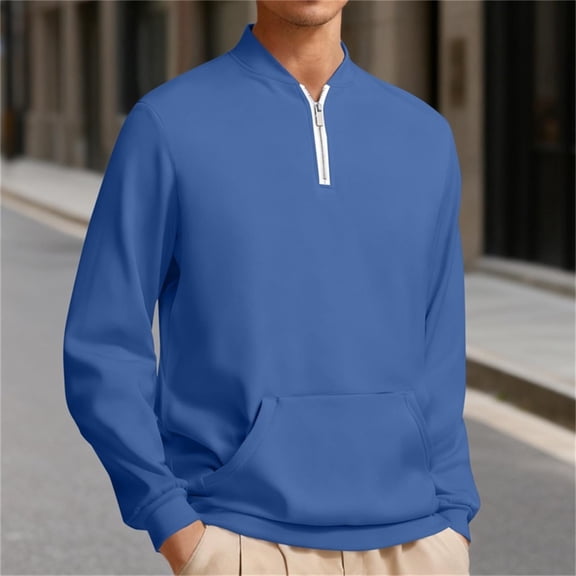 Big & Tall Sweatshirts for Men with Zipper and Pocket Plus Size S-5X Shirts Long Sleeve Casual Solid Color Pullover Athletic Workout Sweatshirt Tops