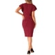 thumbnail image 3 of INSPIRE CHIC Vestido de trabajo elegante de mujer con mangas acampanadas, escote en V y fruncido en la parte delantera, ajustado, talla XS, rojo oscuro, 3 of 5