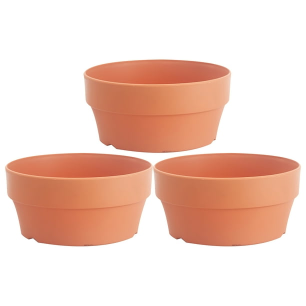 3 cestas de flores de arcilla sintética, macetas redondas de plástico japonesas, recipientes para jardín interior y exterior (naranja, 18 cm)