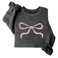 thumbnail image 4 of Womens Tops Plus Size Long Sleeve Bow Tie Round Neck T-Shirt Printing Hoodless Sweatshirts Dark Gray XL, 4 of 4
