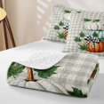 thumbnail image 4 of Erosebridal Boho Pumpkins Bed Spread Queen, Hippie Plaid Bow Queen Coverlet Set for Boys Girls, White Orange Light Blue, 3 Pieces 1 Quilt and 2 Pillowcases, 4 of 7