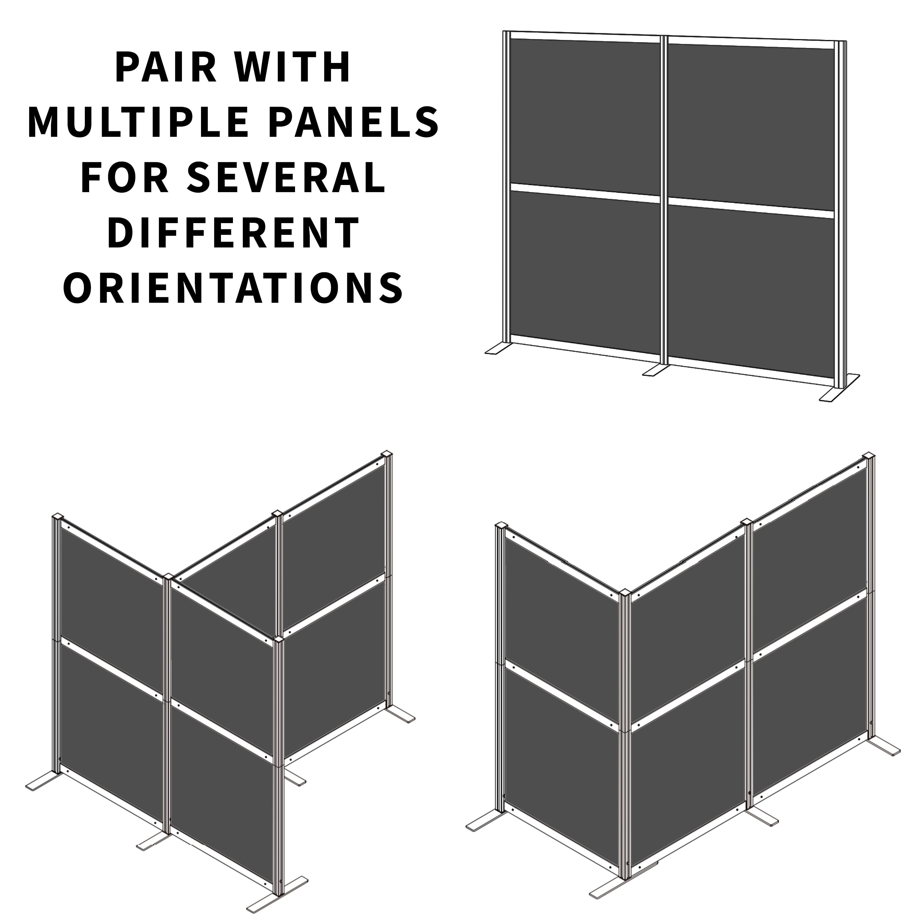 VIVO L-Shaped Modular Wall System, 3 PET Panels, Modern Office Cubicle Dividers