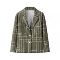 thumbnail image 2 of HH TRAF 2024 Otoño Mujeres Army Green Geometric Plaid Print Loose Blazer Top Mujer Solapa Manga Larga Bolsillo Delantero Chic Blazer, 2 of 4