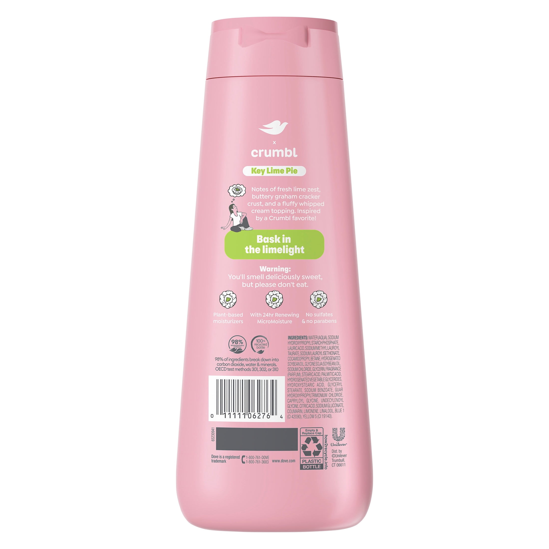 Dove & Crumbl Limited Edition Body Wash Key Lime Pie for Hydrated & Soft Skin, 20 FL oz