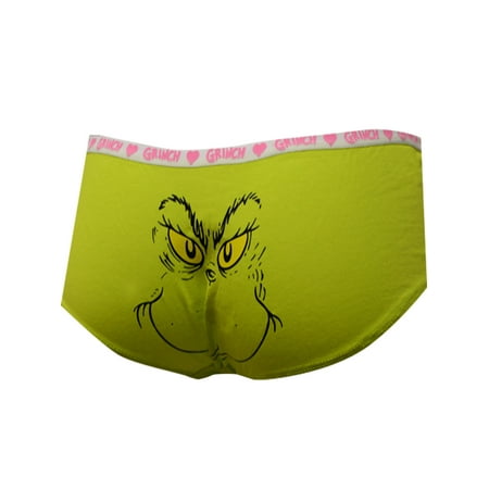 MJC Womens Dr. Seuss Grinning Grinch Green Hipster Panty (X-Large)