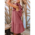 thumbnail image 3 of Yesfashion Womens Summer Dresses 2025 V Neck Ruffle Cap Short Sleeve Mini Dress Casual Flowy Pleated A Line Sundress, 3 of 6