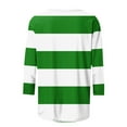 thumbnail image 4 of ZQGJB Cute Tops for Women Plus Size Casual Striped Color Block Print 3/4 Length Sleeve Crewneck Basic Workout Tees Shirt Lightweight Cozy Tunic Blouse Green XXXXL, 4 of 5
