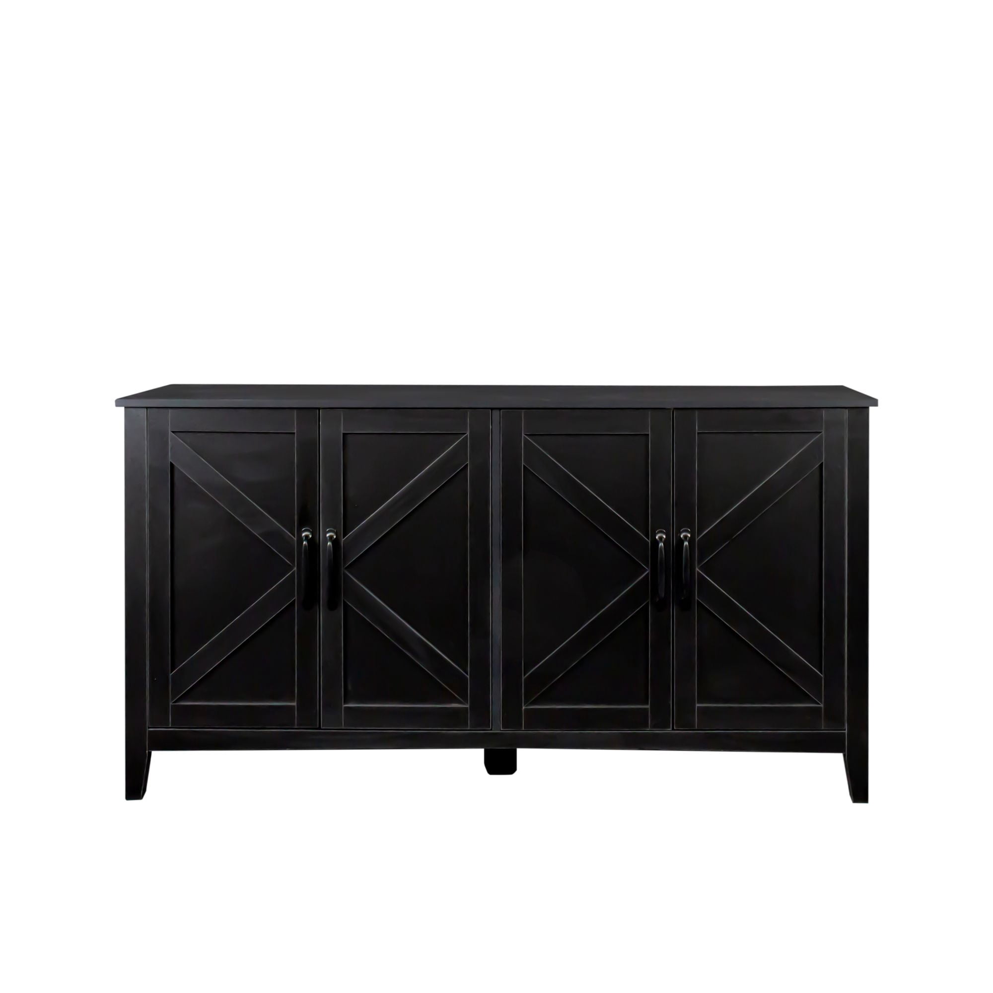 Aukfa Storage Cabinet,Freestanding Sideboard Cabinet with 4 Doors for Living Room - Black