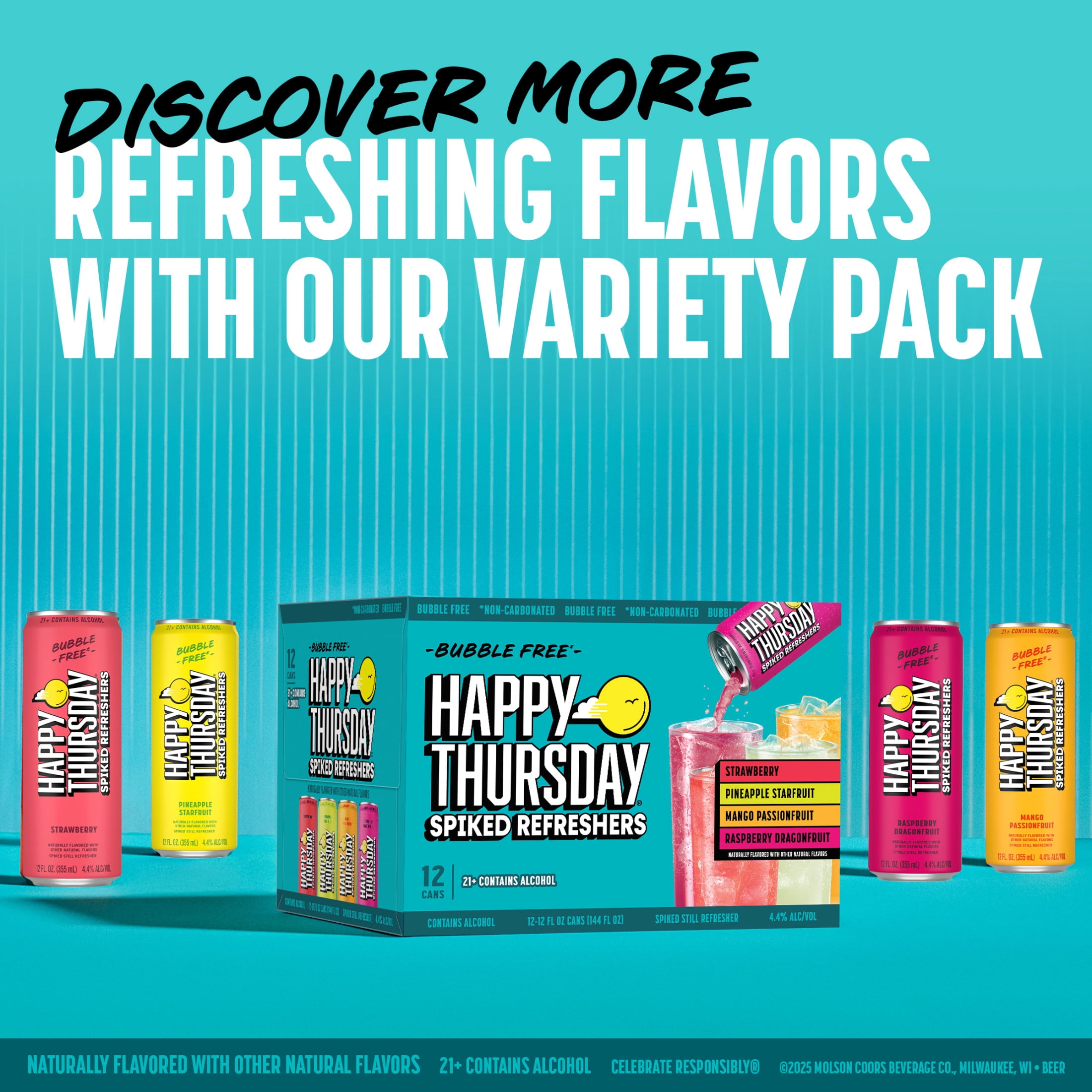 Happy Thursday Variety Pack, 12 pack, 12 fl oz Aluminum Cans, 4.4% ABV