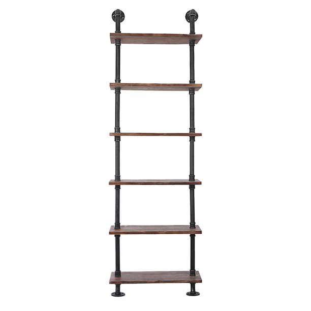 iKayaa 6 Tier Rustic Industrial Ladder Wall Shelves W/ Wood Planks DIY