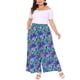 thumbnail image 5 of Pantalones Palazzo de Mujer Plus Size con Estampado Floral y Pierna Ancha Agnes Orinda, con Cintura Frontal y Bolsillos, Talla 3X, Color Azul Oscuro y Púrpura, 5 of 6