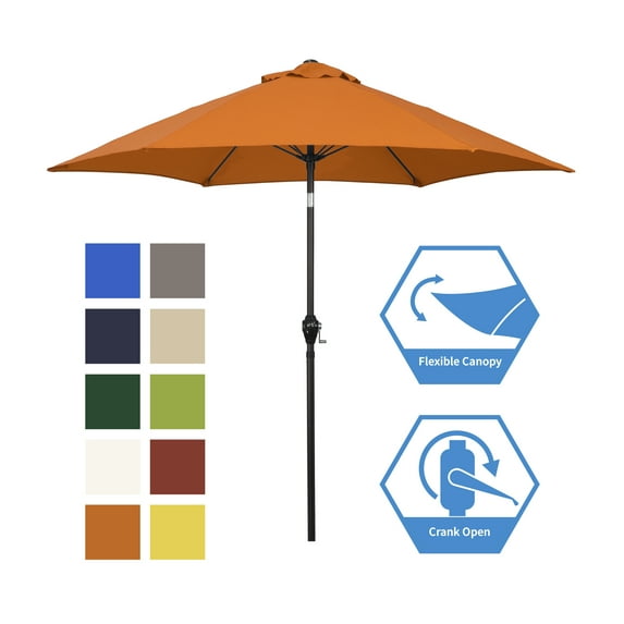 Sunline 9 ft Crank Open Push Tilt Fiberglass Ribs Aluminum Pole Market Patio Umbrella