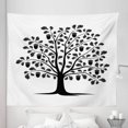thumbnail image 1 of Oak Tree Tapestry, Autumn Themed Print of Silhouette Monochrome Leaves Acorn Branches Root Nature, Fabric Wall Hanging Decor for Bedroom Living Room Dorm, 5 Sizes, Black White, by Ambesonne, 1 of 1