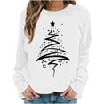 thumbnail image 4 of Nmnitkp Sweatshirt For Women Round Neck Christmas Printed Sweatshirt Long Sleeved Top Sweatshirt White,M, 4 of 5