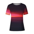 thumbnail image 3 of HAiming Womens T Shirts Color Block Stripe Short Sleeve Summer Tops Round Neck Printed Tees Blouses, 3 of 4