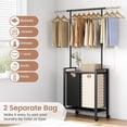 thumbnail image 6 of Laundry Sorter 2 Section Rolling Hamper with Hanging Rack & Wheels, Rustic Brown Laundry Basket Organizer for Laundry Room, 6 of 8