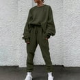 thumbnail image 4 of Baqcunre Women's Solid Loose Sportswear Set Long Sleeve Top and Trousers Set Size S-XXL,Sweat Set for Women Fall Outfits Women Trendy Womens Fashion Two Piece Sets for Women Army Green, 4 of 4