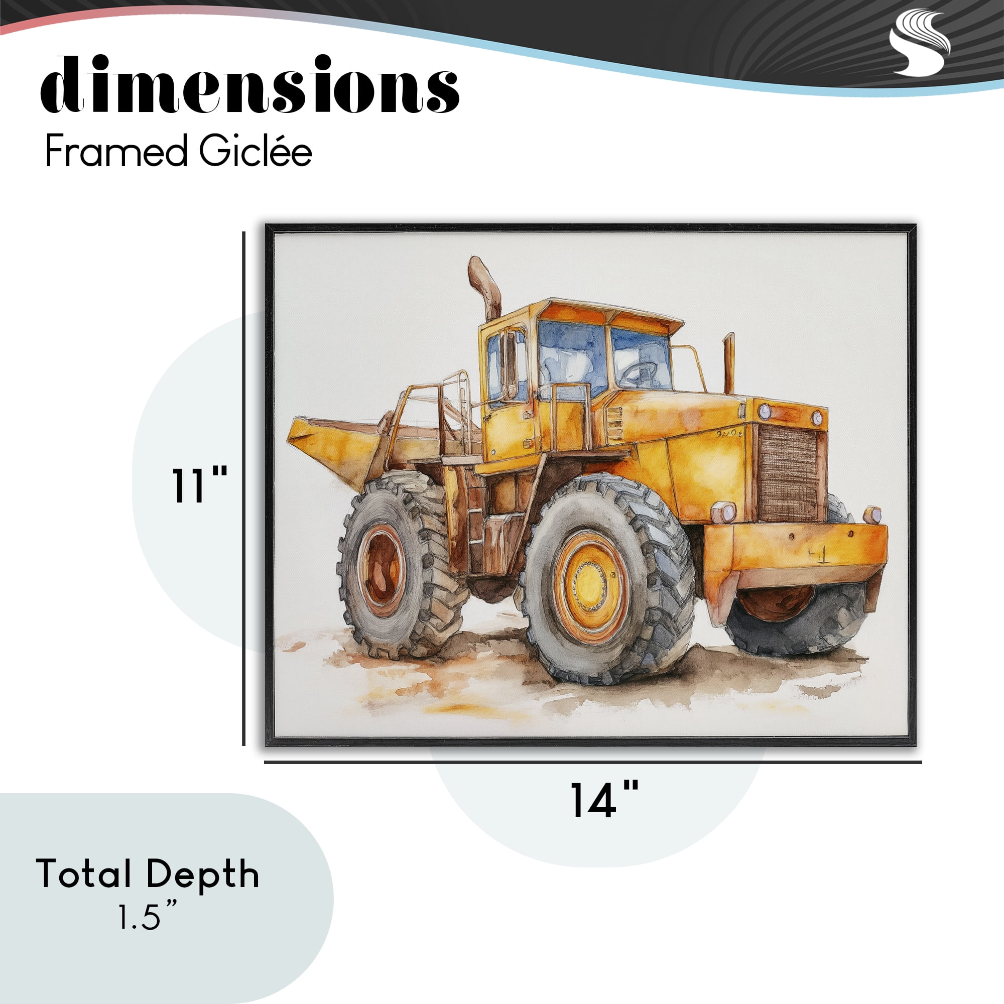Stupell Industries Construction Truck Whimsicality Black Framed Giclee Art, design by Steve Hunziker