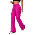 thumbnail image 6 of Resicozy Baggy Flare Cargo Pants for Women Hiking Wide Leg Pants with Pockets Y2K Clothes Casual Travel Hot Pink L, 6 of 8
