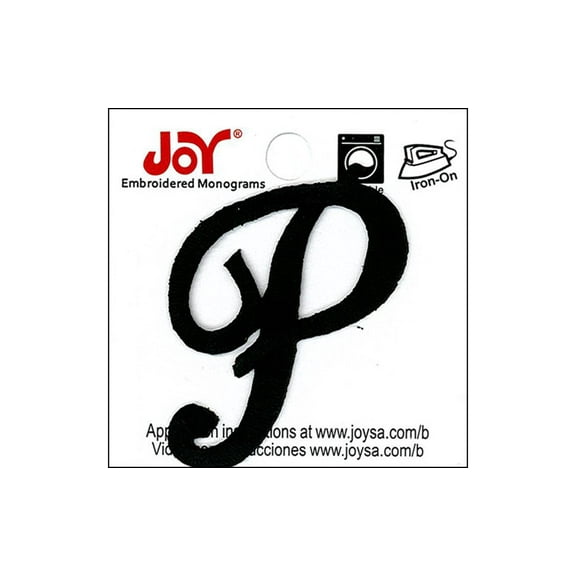Joy Applique Letter Iron On Script 1.5" Black P