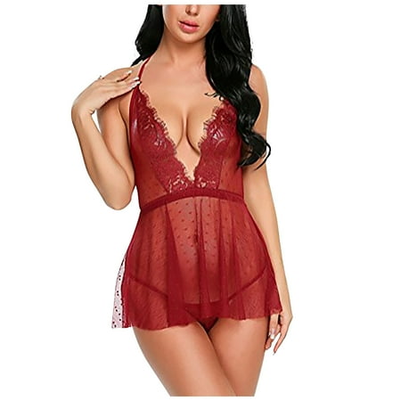 Lilgiuy Women s Lingerie  Sleep & Lounge Transparent Bra Suit Shoulder Pajamas Charming Three Point Suit for Bridal Shower