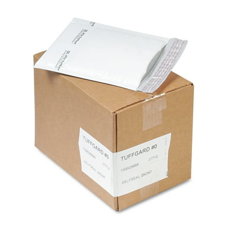 Sealed Air Jiffy TuffGard Self-Seal Cushioned Mailer, #0, 6 x 10, White, 25/Carton