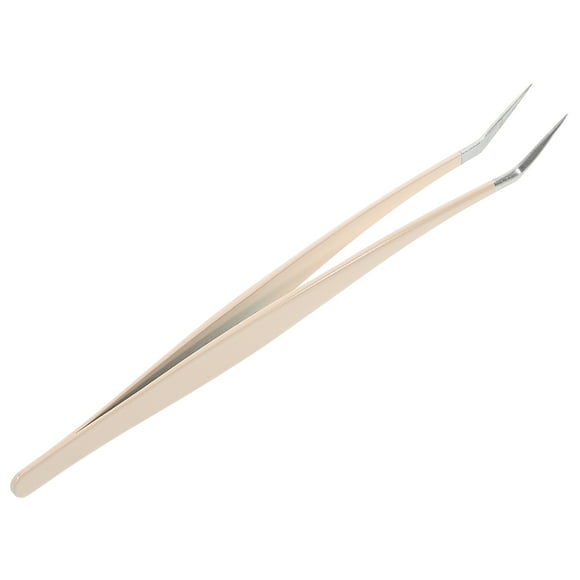 Pinzas de precisión para pestañas postizas con punta curva, herramienta de maquillaje multifuncional para una fácil aplicación y extracción, color beige