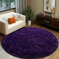 thumbnail image 5 of ZENELESS 4x4ft Fluffy Shaggy Round Rugs for Girls Boys Baby Kids Bedroom,Grape Purple Plush Shaggy Carpet for Living Room,Nursery Room,Bedroom, 5 of 8