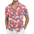 thumbnail image 5 of GIRUNS Mens Hawaiian Shirt Wrinkle Free Quick Dry Short Sleeve Button Down Tropical Print Vacation Beach Shirt Red Palm Leaf 2XL, 5 of 7