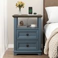 thumbnail image 2 of FAGAGA End Table with 2 Drawers for Living Room,Nightstand with Charging Station for Bedroom,Blue, 2 of 8