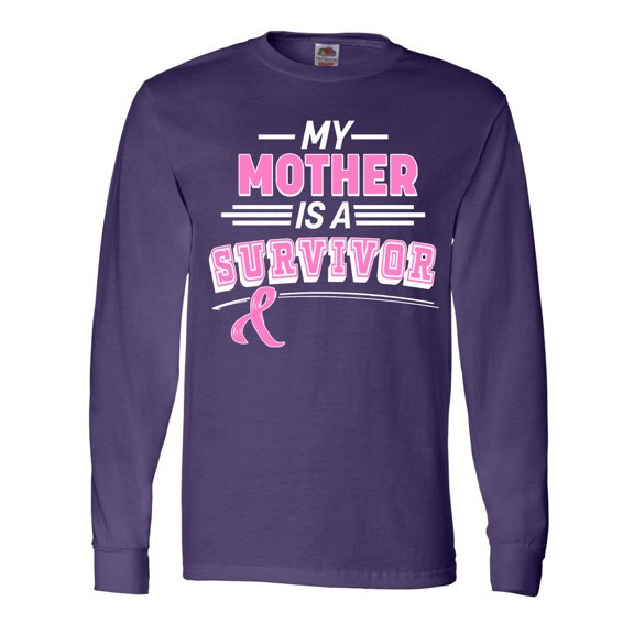 Inktastic My Mother is a Survivor Breast Cancer Awareness Long Sleeve T-Shirt