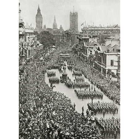 The British Navy In The Victory March Of July 19Th 1919 In Whitehall London England Celebrating The End Of World War One From The Year 1919 Illustrated Stretched Canvas - Ken Welsh  Design Pics (13