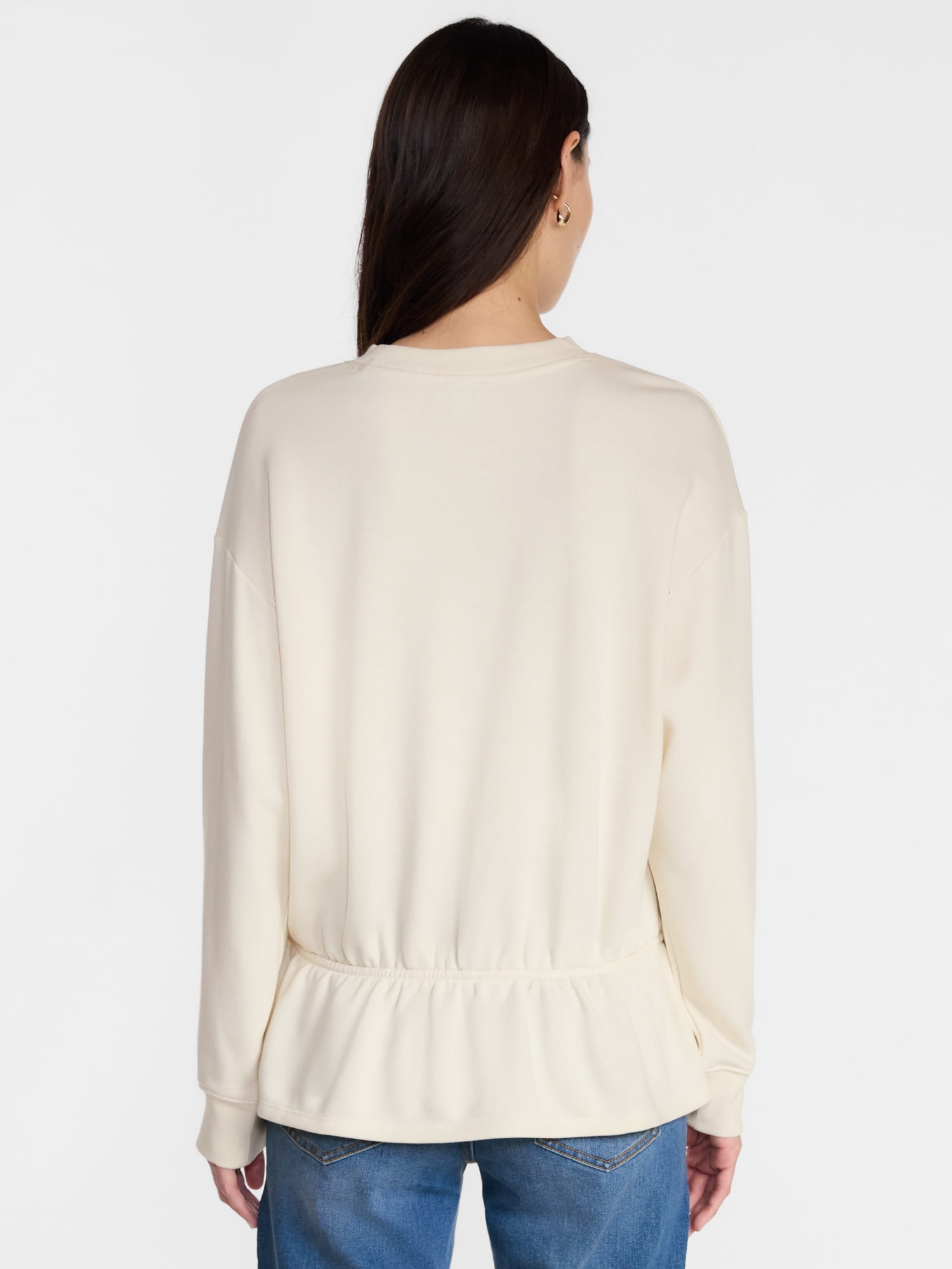 Scenario Women's Peplum Sweatshirt with Long Sleeves, Sizes XS-XXXL